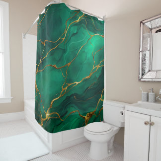 Rideaux De Douche Malachite Marble Pattern with Gold Veins