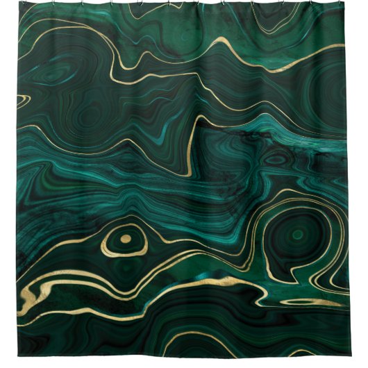 Rideaux De Douche "Malachite Texture avec Gold Strata" (Devant)