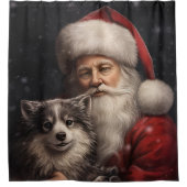 Rideaux De Douche Malamute d'Alaska avec Noël du Père Noël (Devant)