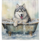 Rideaux De Douche Malamute d'Alaska dans la baignoire aquarelle chie (Devant)