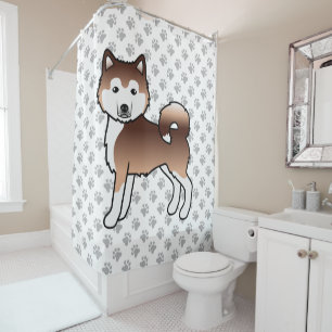 Rideaux De Douche Malamute d'Alaska rouge chien de dessin animé mign