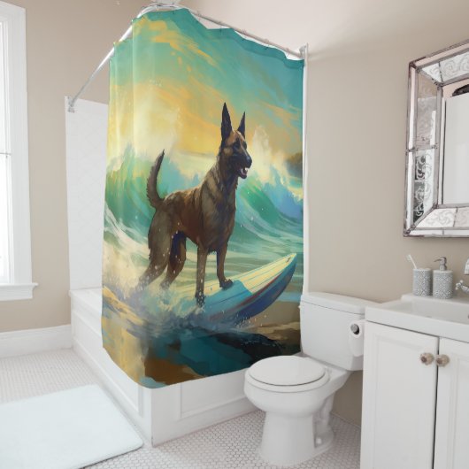Rideaux De Douche Malinoi Beach Surf Peinture belge (En situation)
