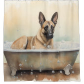 Rideaux De Douche Malinois Belge Dans Baignoire Aquarelle Chien Art (Devant)