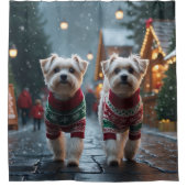 Rideaux De Douche Maltese Dogs Christmas Snow Holiday (Devant)