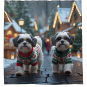 Rideaux De Douche Malti Tzu Dogs Christmas Snow Holiday (Devant)