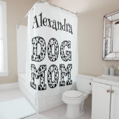 Rideaux De Douche Maman de chien personnalisée noir et blanc (En situation)