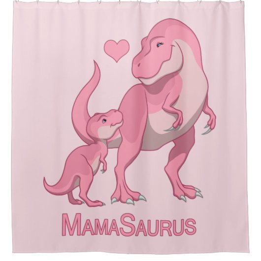 Rideaux De Douche MamaSaurus T-Rex et bébés dinosaures (Devant)