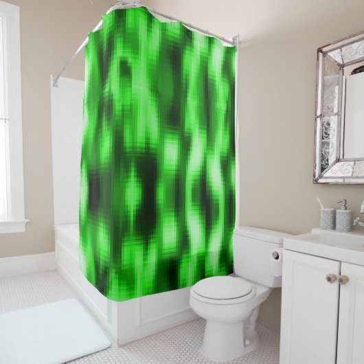 Rideaux De Douche Manchado verde e preto estilo pastilhas de vidro (En situation)