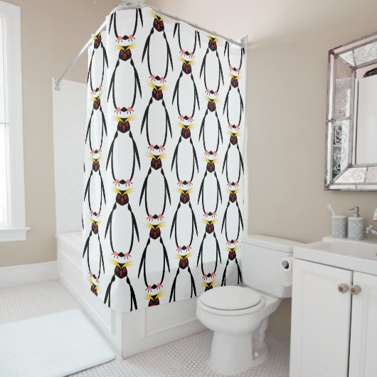 Rideaux De Douche Manchot rockhopper ou macaroni (En situation)