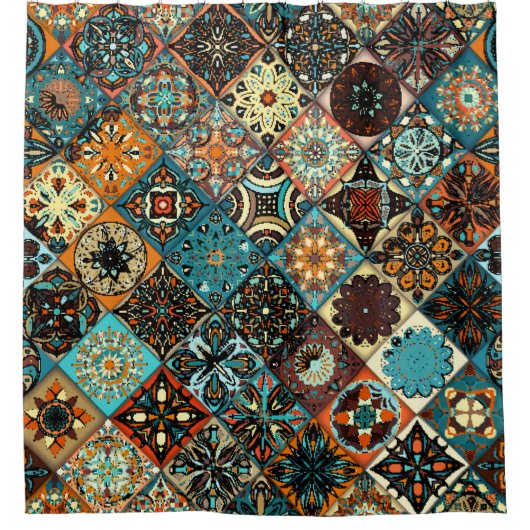 Rideaux De Douche Mandala à fleurs ethniques sans couture motif. M c (Devant)