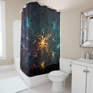 Rideaux De Douche Mandala à spirale vibrante avec teintes arc-en-cie