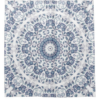 Rideaux De Douche Mandala bleu gris