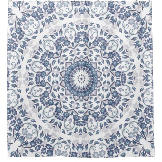 Rideaux De Douche Mandala bleu gris (Devant)