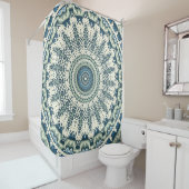 Rideaux De Douche Mandala bleu tribal (En situation)