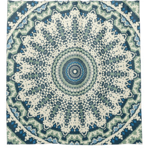 Rideaux De Douche Mandala bleu tribal