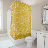Rideaux De Douche Mandala Boho jaune moutarde (En situation)