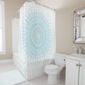 Rideaux De Douche Mandala, côte blanche turquoise (En situation)