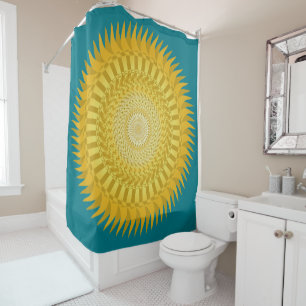 Rideaux De Douche Mandala du soleil en jaune