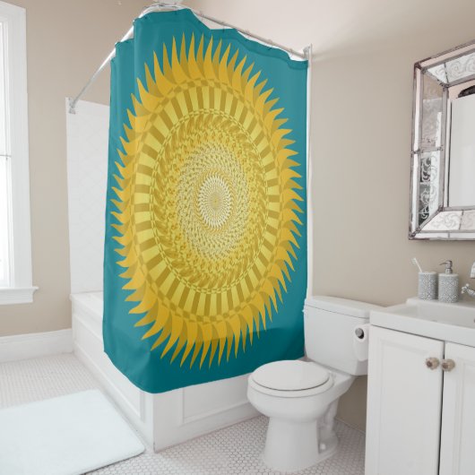 Rideaux De Douche Mandala du soleil en jaune (En situation)