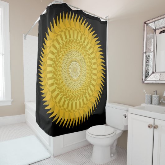 Rideaux De Douche Mandala du soleil en jaune (En situation)