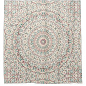 Rideaux De Douche Mandala géométrique complexe en Turquoise, Rose et (Devant)