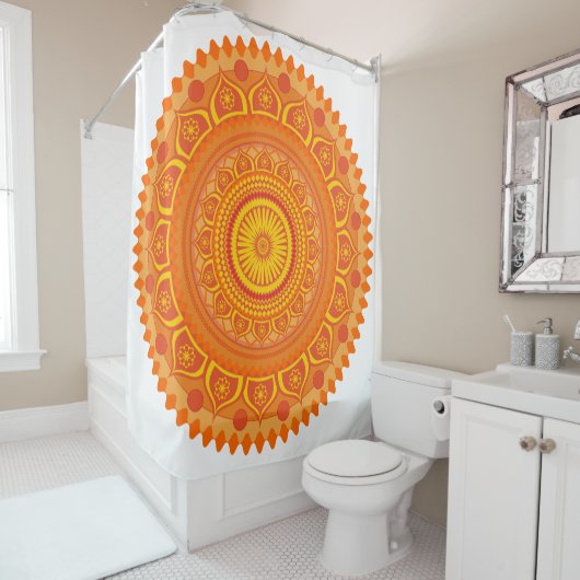 Rideaux De Douche mandala indien Orange (En situation)