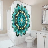 Rideaux De Douche Mandala Motif 02 en aqua (En situation)