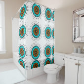 Rideaux De Douche Mandala Orbite Sarcelle (En situation)