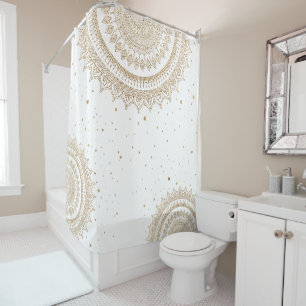 Rideaux De Douche Mandala romantique doré scintillant féminin