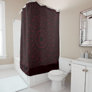 Rideaux De Douche Mandala Rouge de Bourgogne avec Symétrie Ornementa