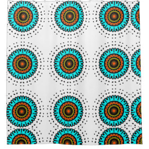 Rideaux De Douche Mandala Teal Orbit