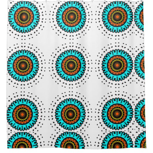 Rideaux De Douche Mandala Teal Orbit (Devant)