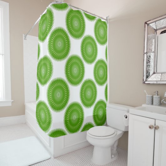 Rideaux De Douche Mandala vert Soleil (En situation)