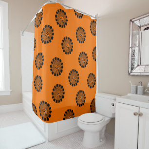 Rideaux De Douche Mandarin Dreams Orange et Motif noir