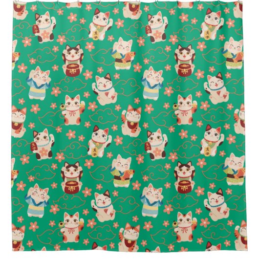 Rideaux De Douche Maneki Neko Lucky Cats Shower Curtain (Devant)