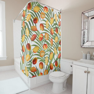 Rideaux De Douche Mango vintage et verdure Motif de fruits d'été
