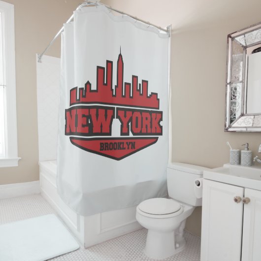 Rideaux De Douche Manuscrit de style de bloc de Brooklyn New York | (En situation)