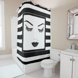 Rideaux De Douche Maquillage Black Lips Visage Sourcils Lèvres Glam
