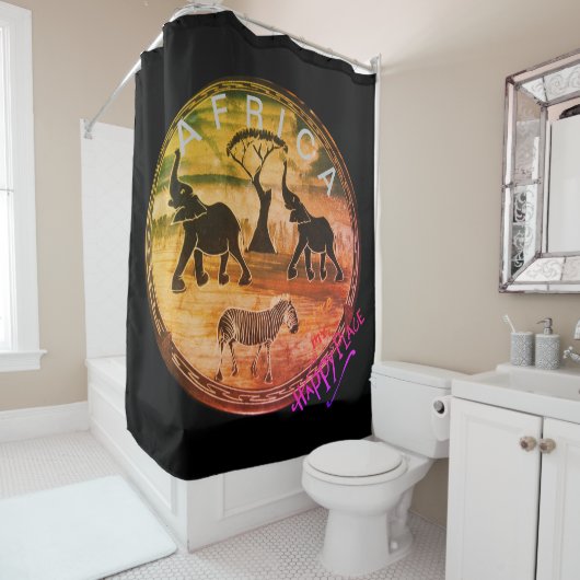 Rideaux De Douche Mara Trompette Gloire Éléphant d'Afrique Zèbre Hui (En situation)