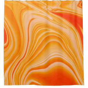 Rideaux De Douche Marble ink colorful. Orange marble pattern of the