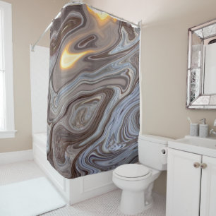 Rideaux De Douche Marbre Abstrait au chocolat, marbre bleu et marbre