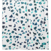 Rideaux De Douche Marbre Abstrait moderne Marine Turquoise Terrazzo  (Devant)