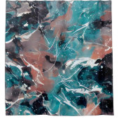 Rideaux De Douche Marbre abstrait turquoise et orange (Devant)