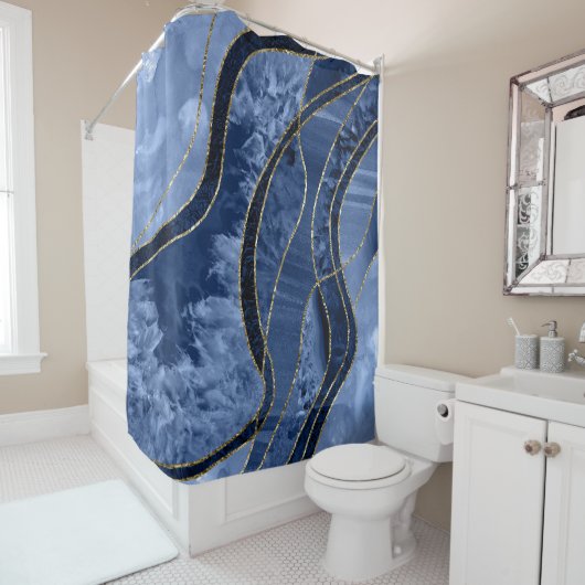 Rideaux De Douche Marbre Agate Or Glam 10 (En situation)