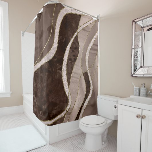 Rideaux De Douche Marbre Agate Or Glam 5 (En situation)