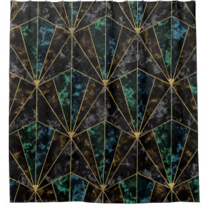 Rideaux De Douche Marbre Art Déco : Malachite Luxe