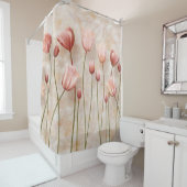 Rideaux De Douche Marbre avec tulipes à clarette : délicat. (En situation)