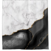 Rideaux De Douche Marbre blanc Agate noire et or (Devant)