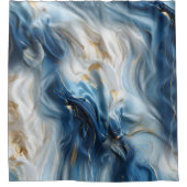 Rideaux De Douche Marbre blanc bleu doux avec or (Devant)