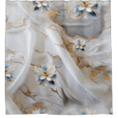 Rideaux De Douche Marbre blanc bleu doux avec or (Devant)